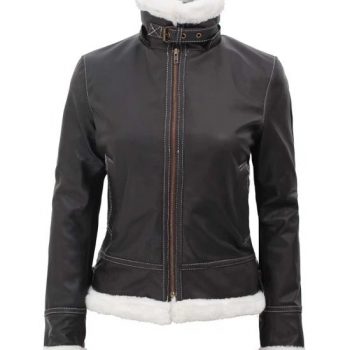 Faux fur lined bomber jacket for women in France style
