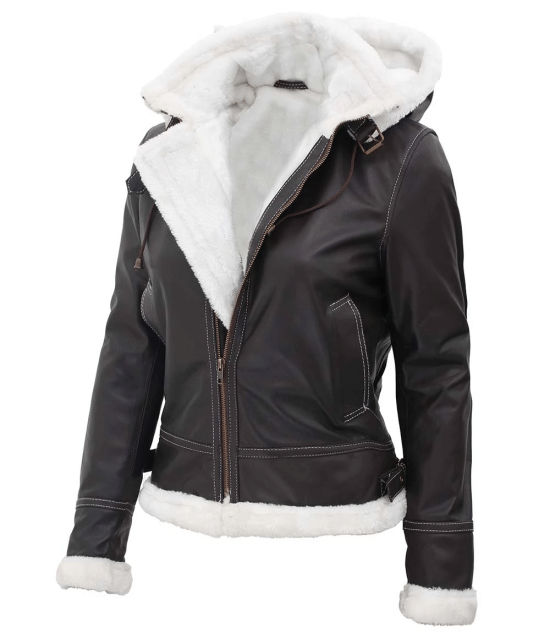 Shearling_Leather_Womens_Jacket__01115_std Fashionable faux fur lined bomber jacket in American style