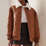 Womens-Brown-Puffer-Leather-Bomber-Jacket-in-Fur-Collar-with-Stylish-Quilted