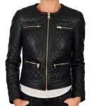 Women's Collarless Black Quilted Jacket  in USA