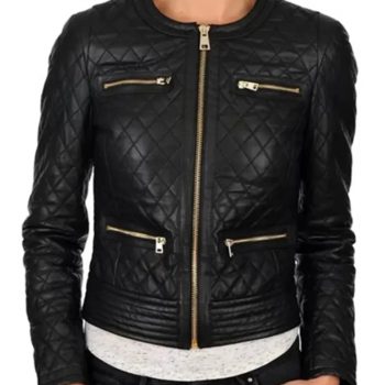 Women's Collarless Black Quilted Jacket  in USA