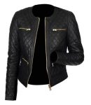 Womens-Black-Leather-Collarless-Quilted-Biker-Jacket