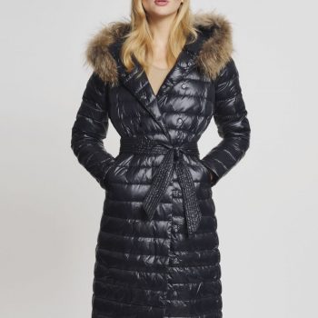 Women's Down Coat with Faux Fur Collar Available in Multiple Colors in USA