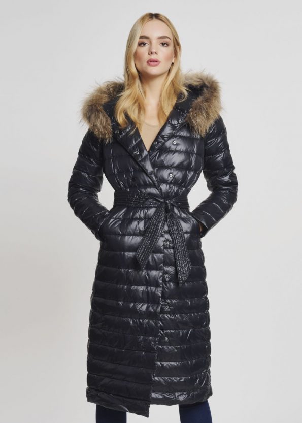 Women's Down Coat with Faux Fur Collar Available in Multiple Colors in USA