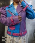 Women's Purple Blue and Pink 3-Color Leather Jacket in USA