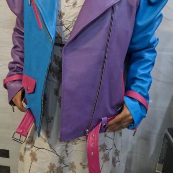 Stylish Women's Leather Jacket in Purple, Blue, and Pink in American Market