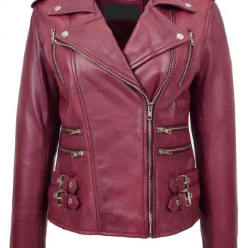 BURGUNDY Leather jacket for women