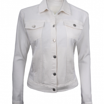 Premium Women's Trucker Style White Denim Jacket USA