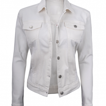 Premium Women's Trucker Style White Denim Jacket USA Market