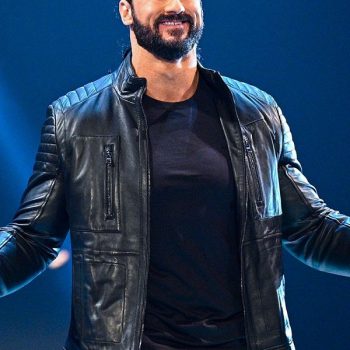 BLACK Wrestler Drew McIntyre Leather Jacket for men in USA