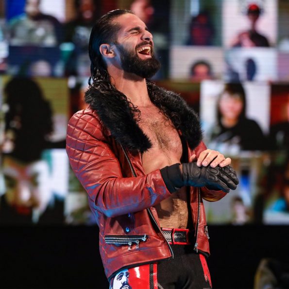WWE Seth Rollins Black Leather Jacket with Cozy Faux Shearling Collar in American Market