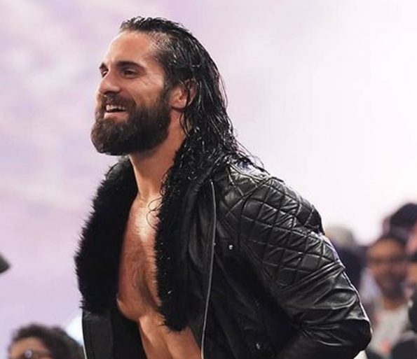 WWE Seth Rollins Stylish Black Leather Jacket with Faux Shearling Collar in USA