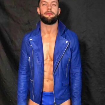 Iconic WWE Finn Balor Blue Leather Jacket for Men in American Market