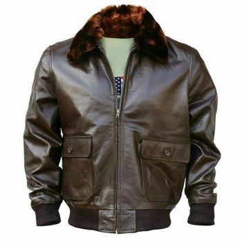 WWII Navy G1 Flight Bomber Genuine Leather Jacket with Quilted Lining in USA