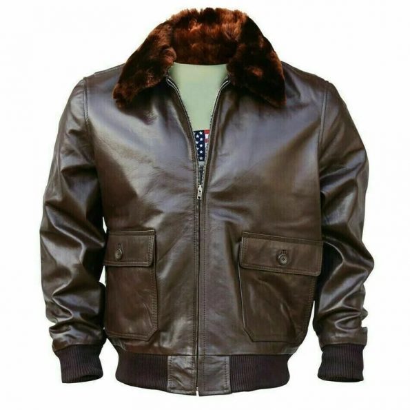 WWII Navy G1 Flight Bomber Genuine Leather Jacket with Quilted Lining in USA