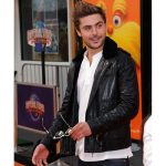 Zac Efron Black Leather Jacket with Faux Fur Collar in USA