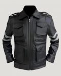 Black Synthetic Leather Jacket Inspired by Leon Kennedy in US