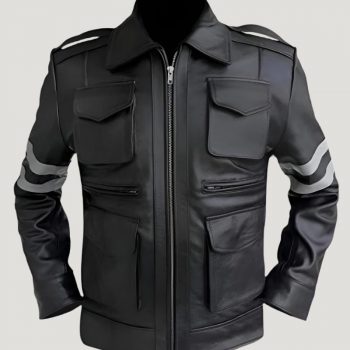 Black Synthetic Leather Jacket Inspired by Leon Kennedy in US