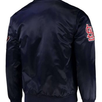 Navy blue satin Cardinals baseball jacket in American Style