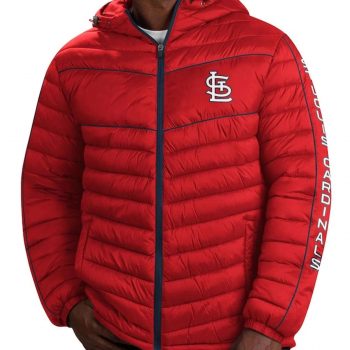 St. Louis Cardinals red puffer jacket with hood in USA