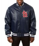 St. Louis Cardinals Navy Blue Leather Varsity Jacket in USA