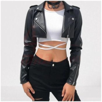 Women's extreme cropped leather jacket for a bold look in USA